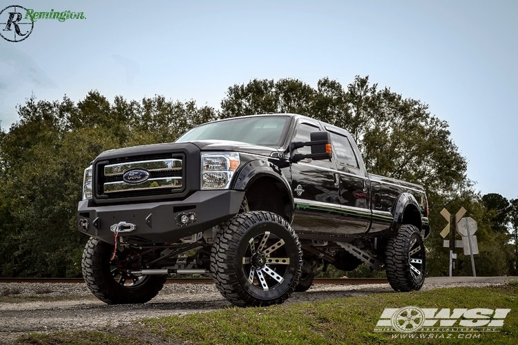 2015 Ford F-350 with 22" Remington Off Road Buckshot in Satin Black (Machined Face) wheels