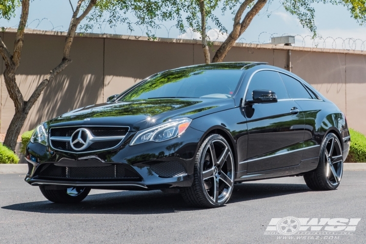 2015 Mercedes-Benz E-Class Coupe with 20" TSW Rivage in Gloss Black (Milled Spokes) wheels