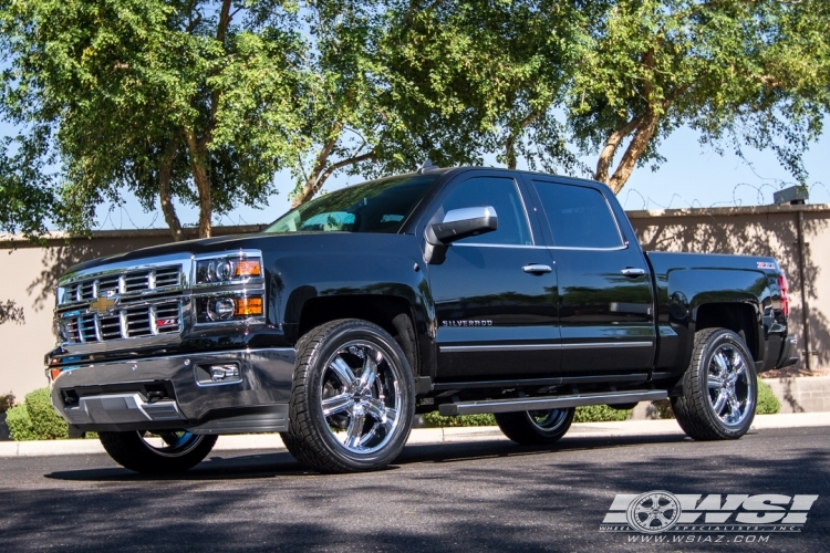 2015 Chevrolet Silverado 1500 with 22" MKW M103 in Chrome wheels