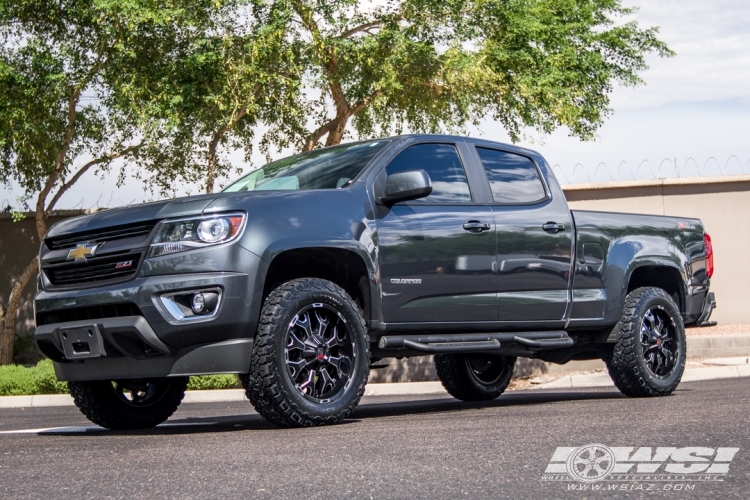 2015 Chevrolet Colorado with 20" Koko Solid Off Road Force in Black w/ Ball Cut Details wheels