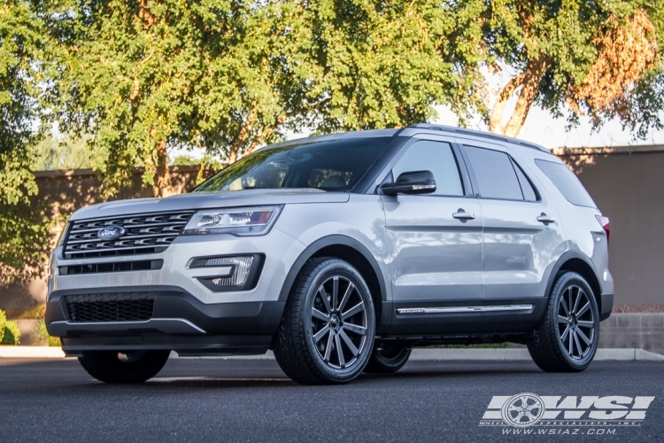 2016 Ford Explorer with 20" Gianelle Santoneo in Matte Black (Ball Cut Details) wheels