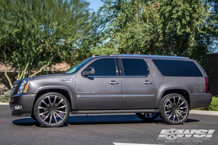 2011 Cadillac Escalade with 26" Gianelle Cuba-12 in Matte Black (w/Ball Cut Details) wheels