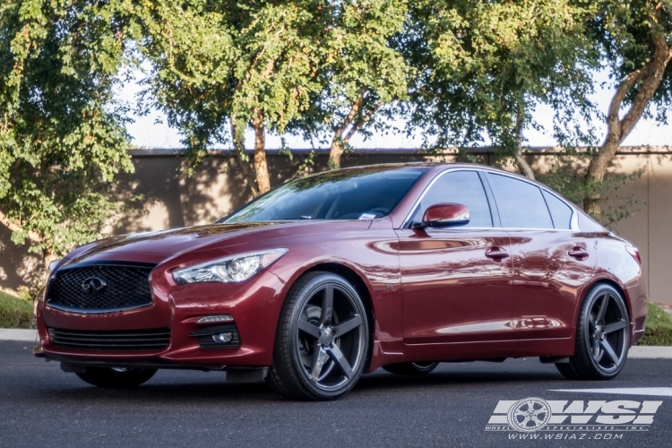 2015 Infiniti Q50 with 20" Vossen CV3-R in Gloss Graphite wheels