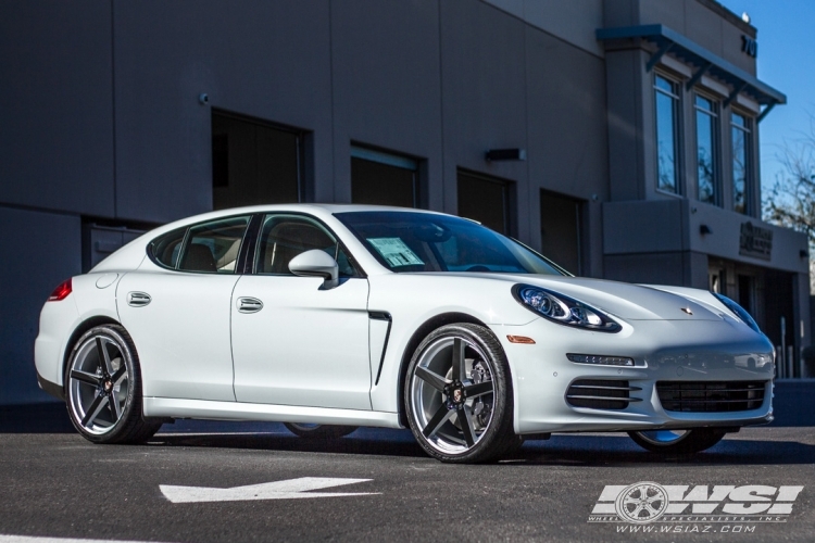 2016 Porsche Panamera with 22" Koko Kuture Sardinia-5 in Silver (Black Anodized Face) wheels