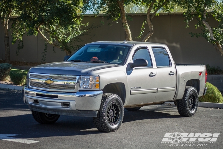 2013 Chevrolet Silverado 1500 with 18" Black Rhino Revolution in Matte Black (Machined Lip) wheels