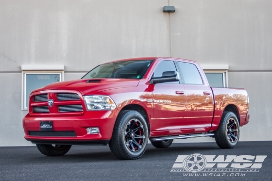 2011 Ram Pickup with 20" Ballistic Off Road 814-Jester in Black (Matte) wheels