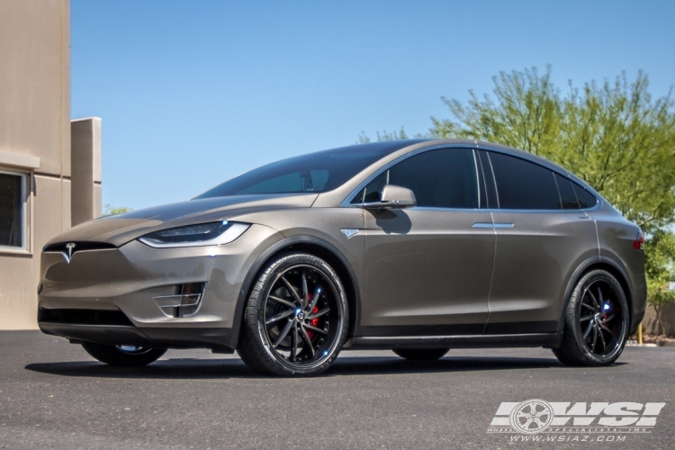 2016 Tesla Model X with 22" Lexani Artemis in Black Machined (CNC Lip Groove) wheels