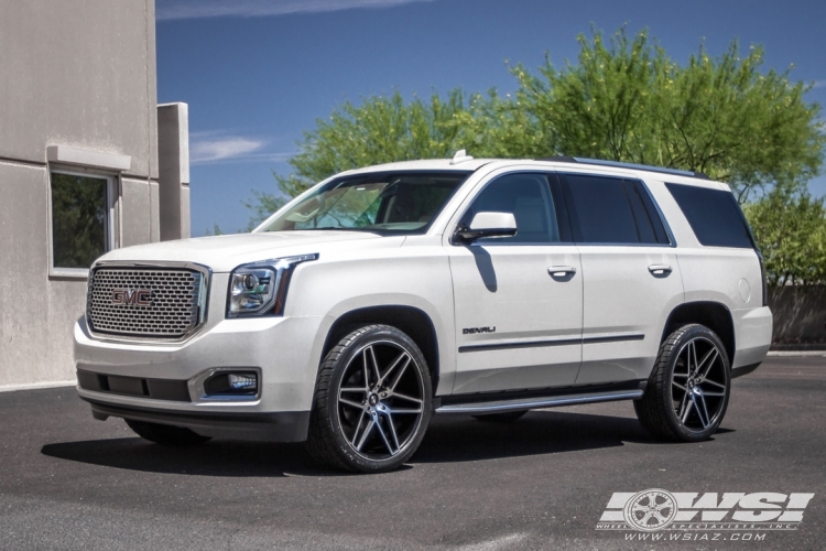 2015 GMC Yukon with 24" Koko Kuture Dacono in Black Machined wheels