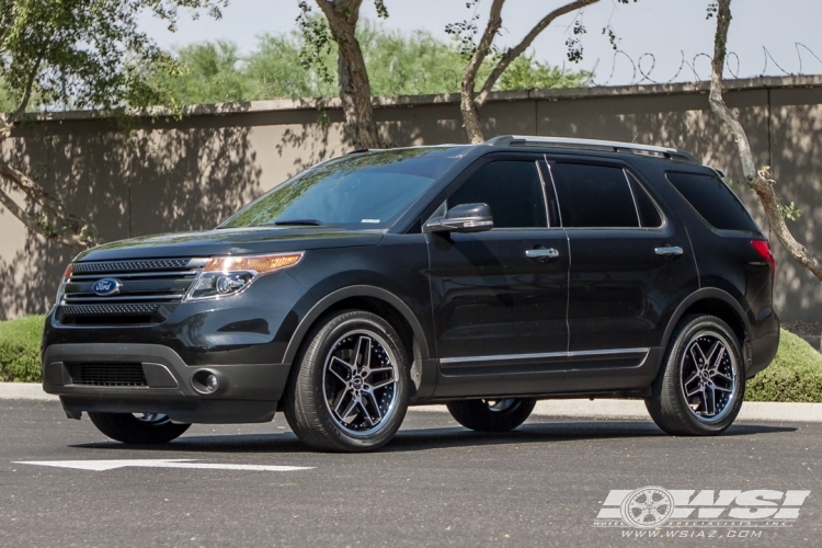 2015 Ford Explorer with 20" Giovanna Austin in Satin Black Machined (Chrome Stainless Steel Lip) wheels