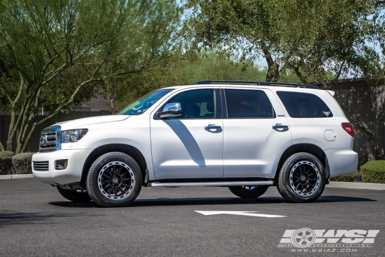 2012 Toyota Sequoia with 20" Black Rhino Revolution in Matte Black (Machined Lip) wheels