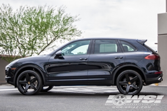 2016 Porsche Cayenne with 22" Victor Equipment Baden (RF) in Matte Black (Rotary Forged) wheels