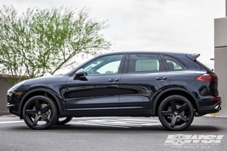 2016 Porsche Cayenne with 22" Victor Equipment Baden (RF) in Matte Black (Rotary Forged) wheels