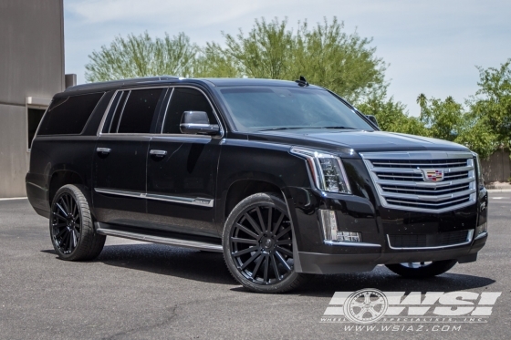 2015 Cadillac Escalade with 24" Black Rhino Spear in Matte Black wheels