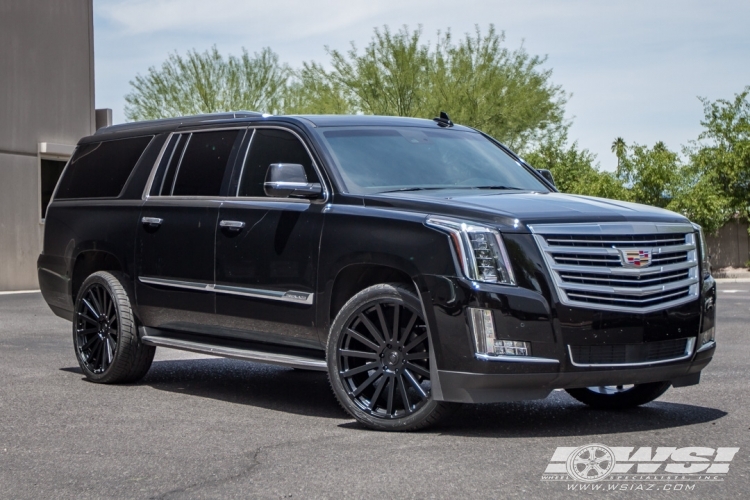 2015 Cadillac Escalade with 24" Black Rhino Spear in Matte Black wheels