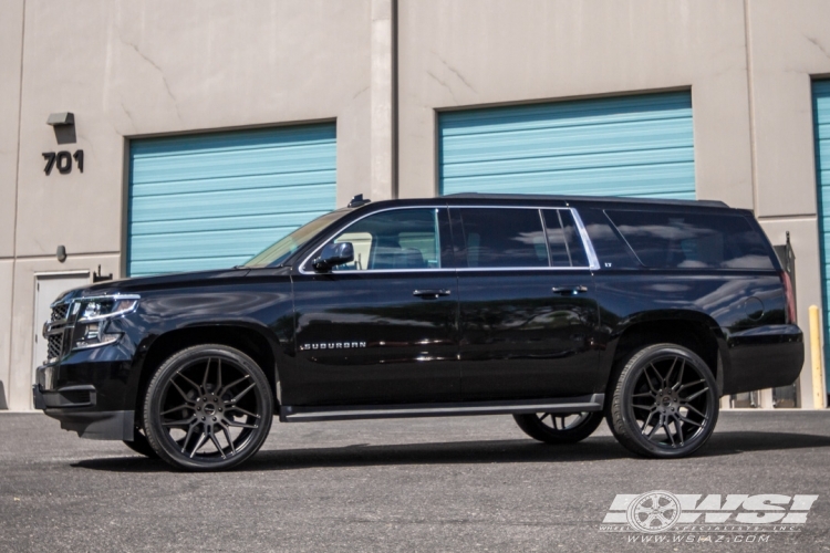 2015 Chevrolet Suburban with 24" Giovanna Bogota in Black Smoked wheels