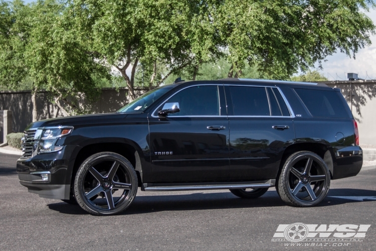 2016 Chevrolet Tahoe with 24" Koko Kuture Sardinia in Matte Black (w/ Ball Cut Details) wheels