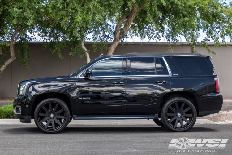 2016 GMC Yukon with 24" Black Rhino Savannah (2PC) in Black wheels