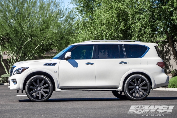 2016 Infiniti QX80 with 24" Black Rhino Savannah (2PC) in Black wheels