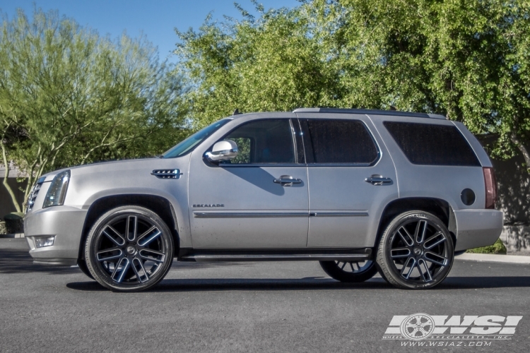 2014 Cadillac Escalade with 24" Gianelle Yerevan II in Semi Gloss Black (Ball Cut Details) wheels