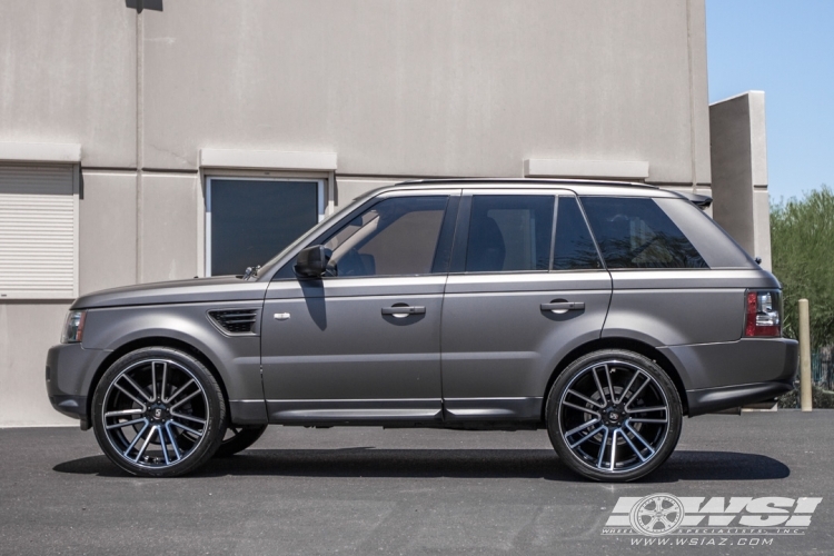 2010 Land Rover Range Rover Sport with 24" Koko Kuture Massa-7 in Machined Black wheels