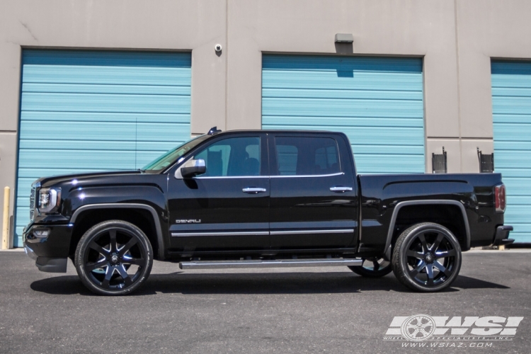 2016 GMC Sierra 1500 with 24" Black Rhino Mozambique (RF) in Gloss Black Milled wheels