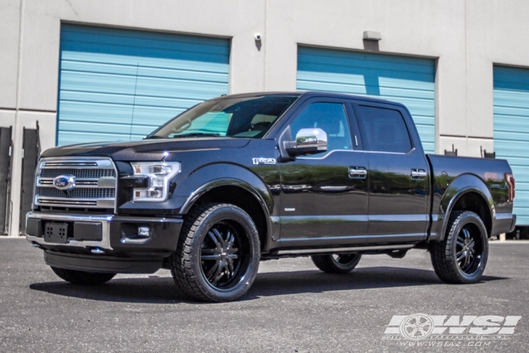 2015 Ford F-150 with 22" Avenue A607 in Satin Black (Truck/SUV) wheels