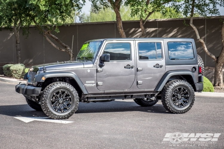 2016 Jeep Wrangler with 18" Black Rhino Selkirk in Gloss Black (Milled Accents) wheels