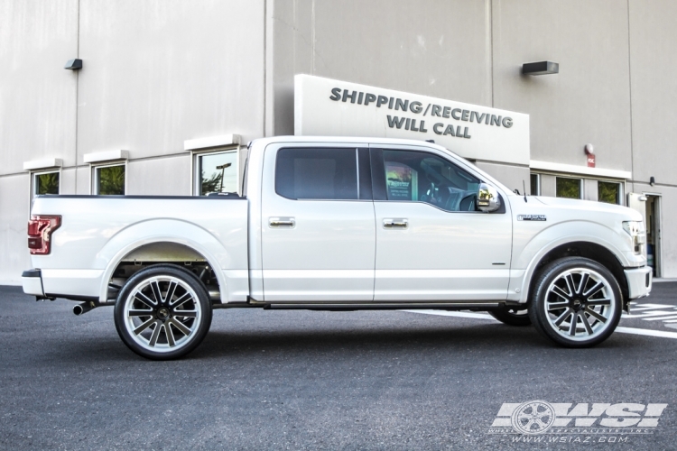 2016 Ford F-150 with 24" Gianelle Santo-2SS in Matte Black (Chrome S/S Lip) wheels