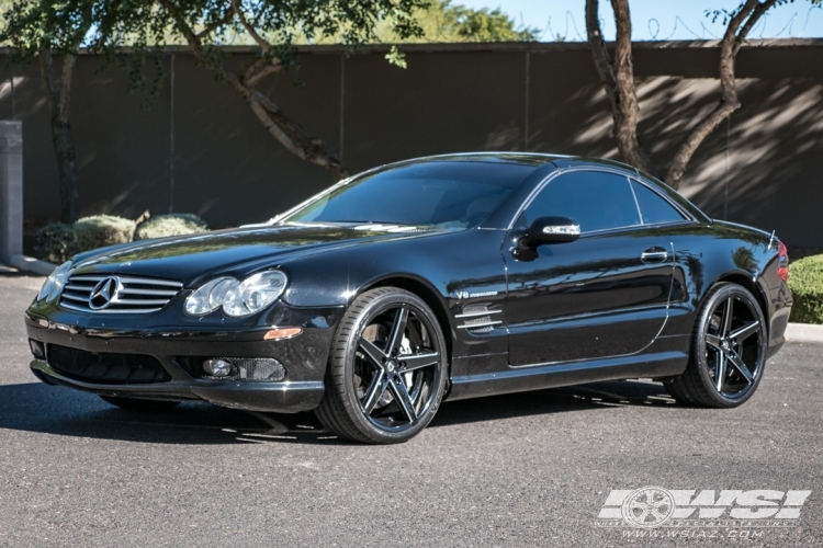 2003 Mercedes-Benz SL-Class with 20" Lexani R-Four in Gloss Black (CNC Accents) wheels