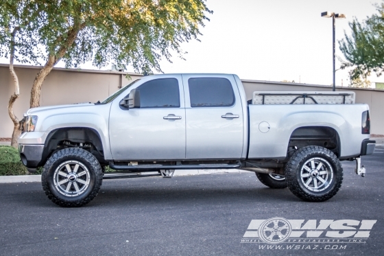 2013 GMC Sierra with 20" SOTA Off Road A.W.O.L. in Silver (Black Accents) wheels