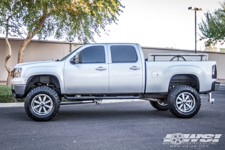2013 GMC Sierra 2500 with 20" SOTA Off Road A.W.O.L. in Silver (Black Accents) wheels