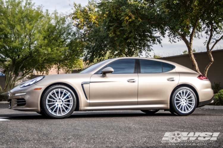 2015 Porsche Panamera with 20" Victor Equipment Sascha (RF) in Silver Machined (Rotary Forged) wheels