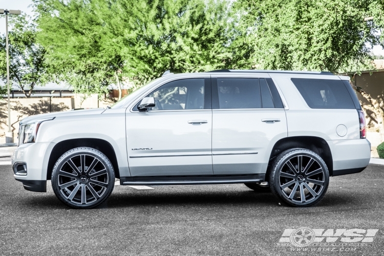 2016 GMC Yukon with 24" Gianelle Santoneo in Matte Black (Ball Cut Details) wheels