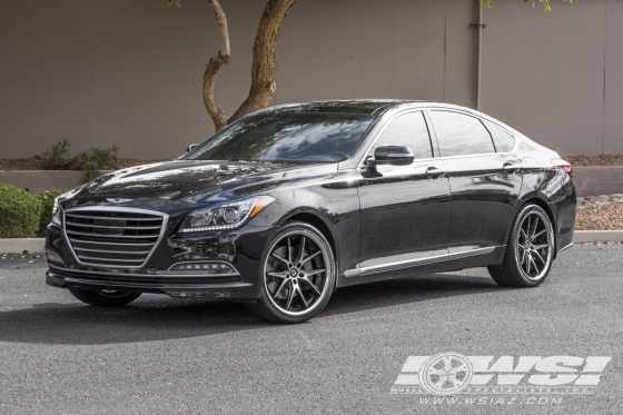 2017 Genesis G80 with 20" Lexani R-Twelve in Gloss Black Machined (Chrome Lip) wheels