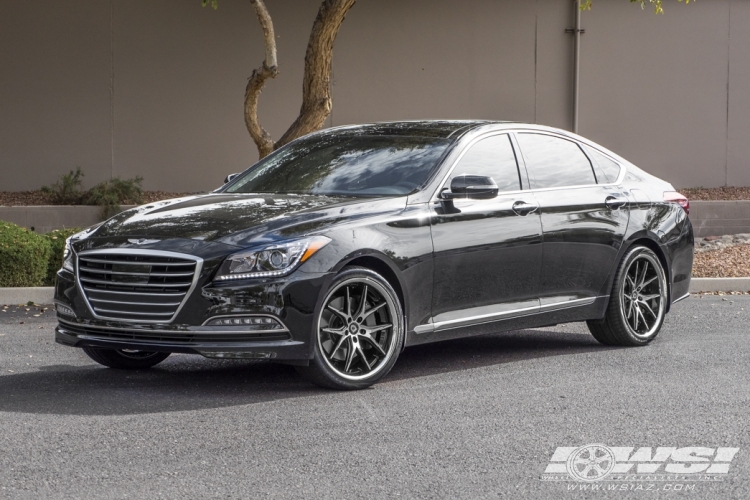 2017 Genesis G80 with 20" Lexani R-Twelve in Gloss Black Machined (Chrome Lip) wheels