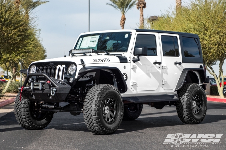 2017 Jeep Wrangler with 17" Black Rhino Thrust in Gloss Black (Milled Accents) wheels