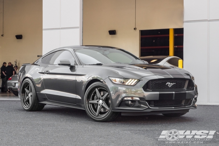 2016 Ford Mustang with 20" Vossen Work Series VWS-3 in Matte Graphite (Black Overlap Lip) wheels