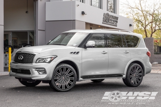2017 Infiniti QX80 with 24" Heavy Hitters HH12 in Black Milled wheels