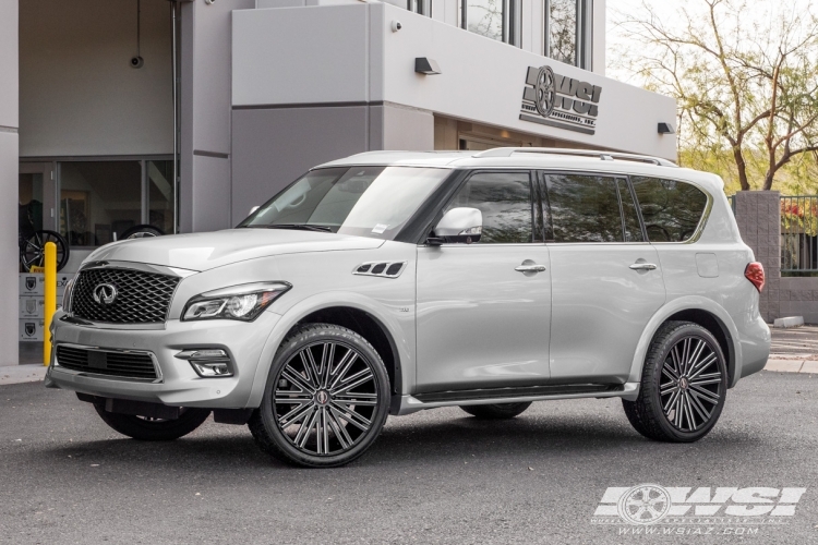2017 Infiniti QX80 with 24" Heavy Hitters HH12 in Black Milled wheels