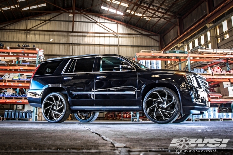 2015 Cadillac Escalade with 26" Lexani Cyclone in Gloss Black (CNC Accents) wheels