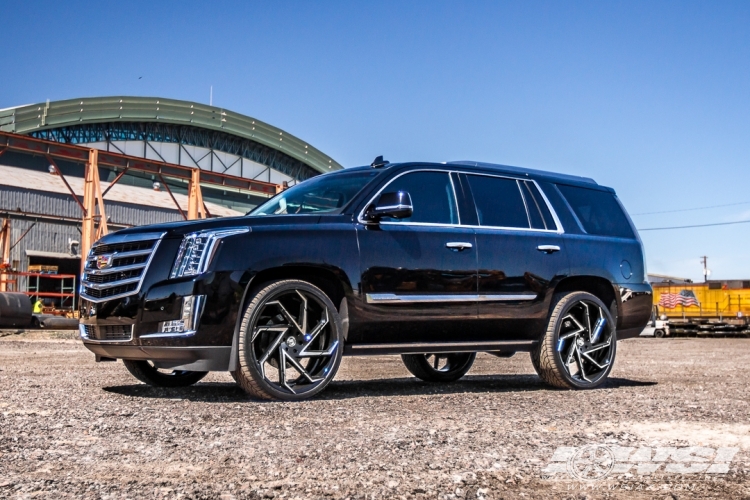 2015 Cadillac Escalade with 26" Lexani Cyclone in Gloss Black (CNC Accents) wheels