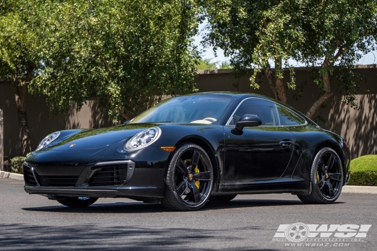 2017 Porsche 911 with 20" Powder Coating Porsche 911 in Gloss Black wheels