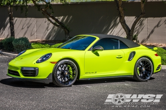 2017 Porsche 911 with Powder Coating Porsche 911 Turbo S in Gloss Black wheels