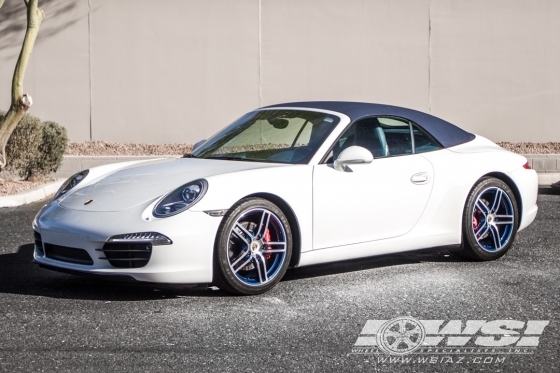 2013 Porsche 911 with Powder Coating Porsche 911 in Silver Machined (Blue Highlights) wheels