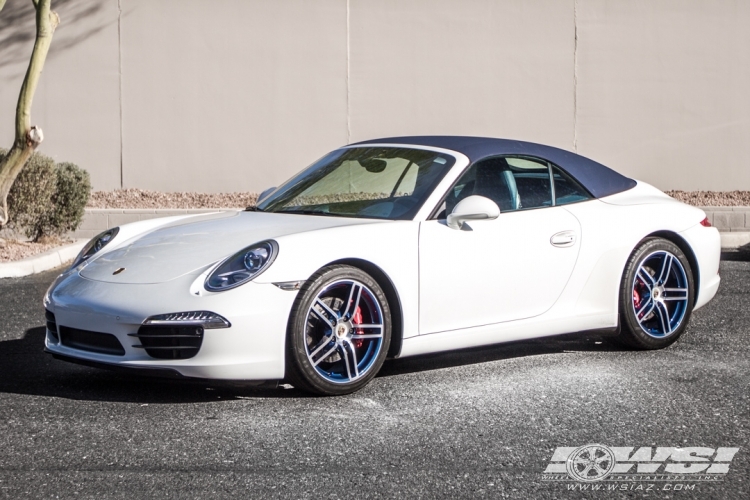 2013 Porsche 911 with Powder Coating Porsche 911 in Silver Machined (Blue Highlights) wheels