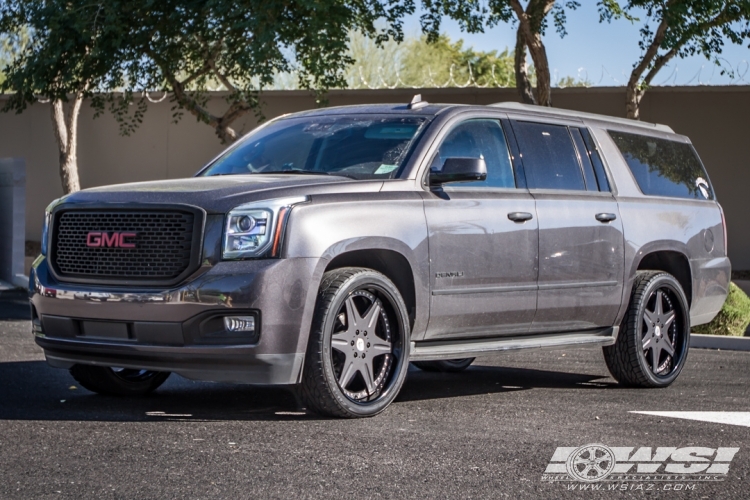 2015 GMC Yukon with 24" Powder Coating GMC Yukon in Graphite wheels