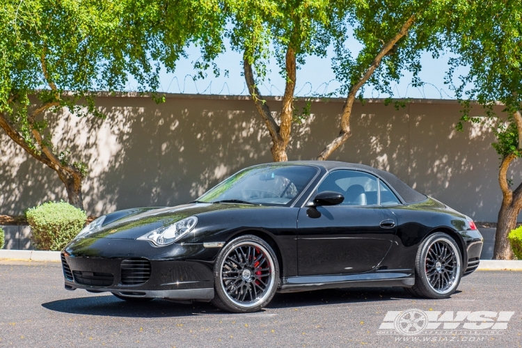 2004 Porsche 911 with 19" Victor Equipment Lemans in Gloss Black (Mirror Cut Lip) wheels