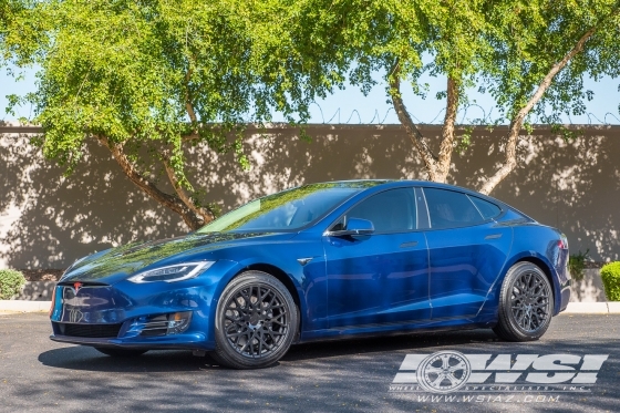 2017 Tesla Model S with 19" TSW Vale in Matte Black (Gloss Black Face) wheels