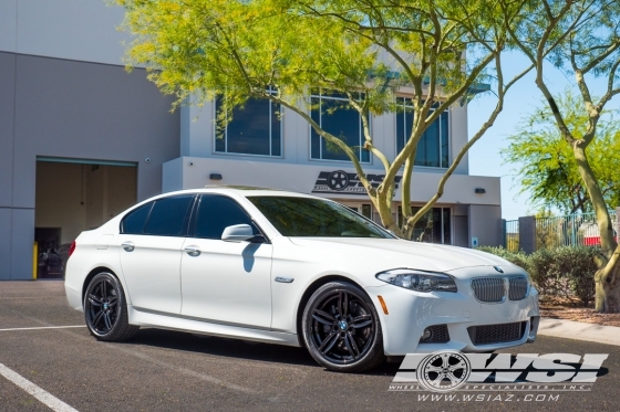 2013 BMW 5-Series with Powder Coating BMW 550i in Gloss Black wheels