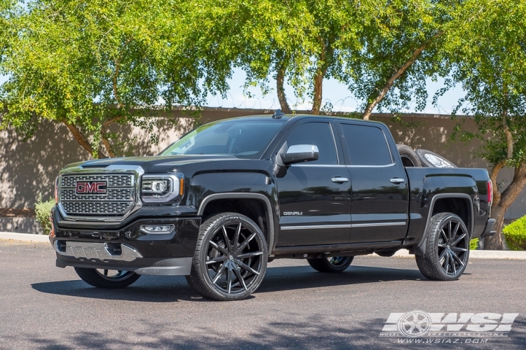 2017 GMC Sierra 1500 with 24" Lexani CSS-15 CVR in Gloss Black (Machined Tips) wheels